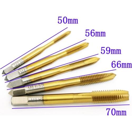 5pcs Hand Screw Thread Metric Plug Tap M3 M4 M5 M6 M8 Straight Flute 6542 Tap Tapping Screw Thread Metric Plugs Taps Set
