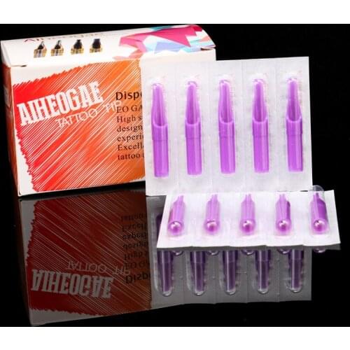 50pcs/box Purple Plastic Disposable Tip Tattoo Nozzle Tips Cap for Permanent Makeup Eyebrow Machine TG3136