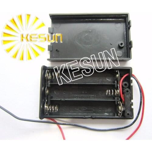 50PCS x 4.5V 3x AAA With Cover Plastic Black Battery Storage Case Box Holder Socket With150mm Wire Leads