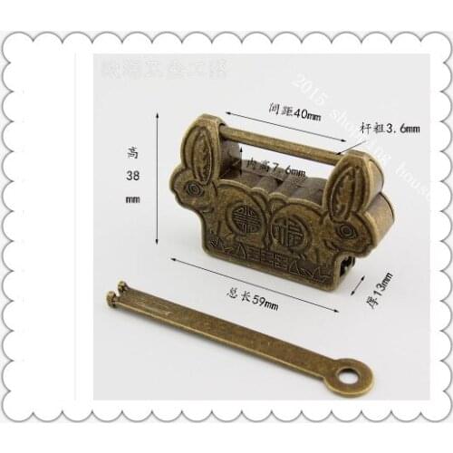 A023 Furniture accessories Mini small antique lock box cross open padlock Chinese ancient locks Zinc alloy