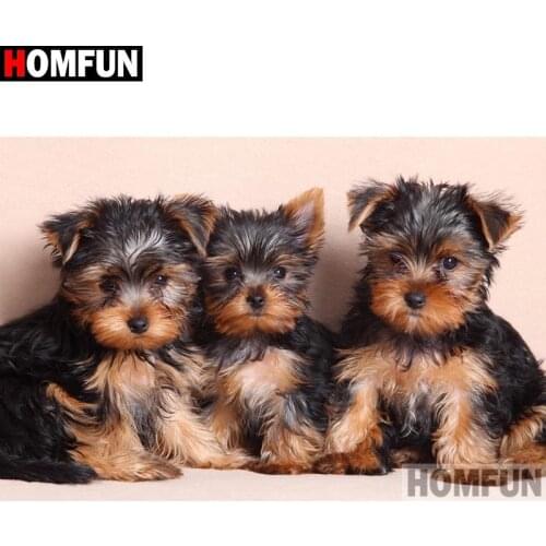 HOMFUN Full Square/Round Drill 5D DIY Diamond Painting "Animal dog" 3D Embroidery Cross Stitch 5D Home Decor A16710