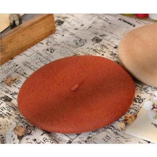 Solid Casual Vintage Womens Hat Beret Plain Cap Girls Wool Warm Winter Berets Beanie Hats Caps B1182