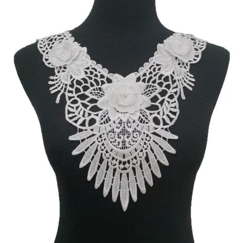Black and white lace fake collar design chest applique embroidery ladies DIY supplies material accessories 1 piece for sale