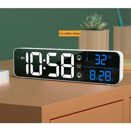 Music Digital Alarm LED CLOCK TEMPERATURE Date Indicator Desktop Mirror Clocks Table Decoration Electronic Clock 2400mAh