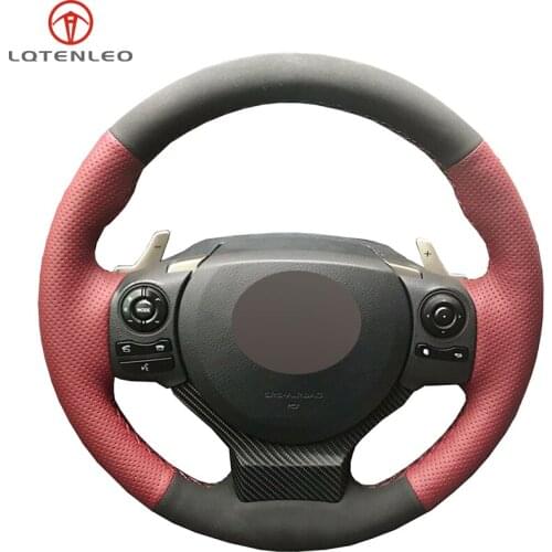 Black Red wine Genuine Leather Car Steering Wheel Cover For Lexus CT200 IS200t IS250 IS300 IS350 NX200 NX200t NX300 RC200 RC2