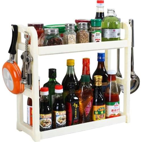 Double Layer Kitchen Spice Storage Rack PVC Tableware Bottle Of Spice Organizer Rack Kitchen Accessories