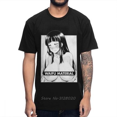 Cotton Vintage Waifu Material T-Shirt Men Anime Tshirt Men Cotton O-neck TShirt Hip Hop Tees Tops Streetwear Harajuku