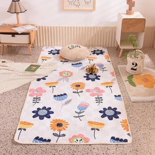 Nordic Printed Pure Cotton Carpet Baby Floor Play Mats Outdoor Camping Family Gathering Rugs Nap Rug Foldable Non-slip Carpet