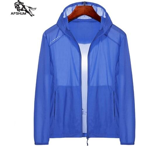 Jacket Men spring autumn New mens Thin Sun protection clothing Solid color Hooded jackets coat casual windbreakers Mens coats