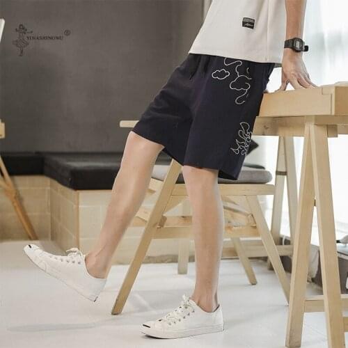 Summer Japan Retro Kimonos Shorts Plus-sized Menswear Loose Shorts Japanese Embroidered Male Harajuku Yukata Print Beach Pants