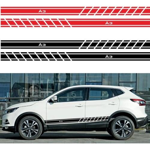 2PCS Car Door Side Skirt Stickers For Audi A4 B5 B6 B7 B8 A3 8P 8V 8L A5 A6 C6 C5 C7 A1 A7 A8 Q2 Q3 Q5 Q7 TT RS3 RS4 Accessories