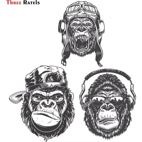 Three Ratels B237 Angry Gorilla In Monochrome Style Vector For Laptop Fuel Tank Cap Decoration Waterproof Protected Vinyl Decals