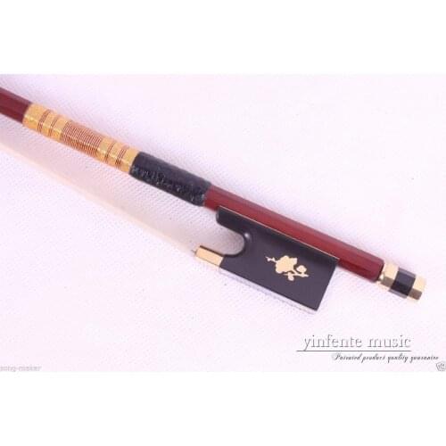 One Violin Bow Ebony wood Brazil wood Nice Inlaid 4/4 Full Size