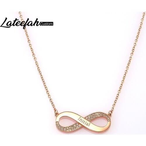 Lateefah Romantic Stainless Steel Zirconia Custom Couple Necklace Personality Infinity Pendant Necklace Jewelry Friend Gift