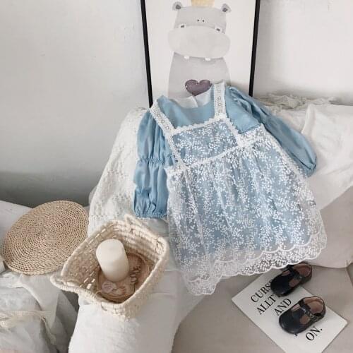 Girls Dress 2021 Spring New Style Baby Girls Spring Dress One Bubble Sleeve Net Red Princess Skirt Princess Dress For Girls