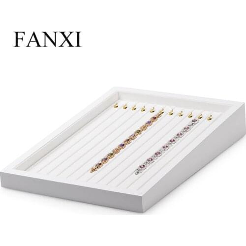 Oirlv Jewelry Tray Solid Wood White Ring Earring Display Tray Bracelet Organizer Jewelry Showing Stand Storage Case for Jewelry