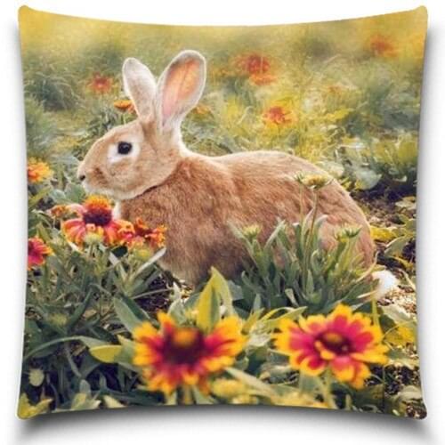Polyester Cotton Rabbit And Flowers Custom Cushion Covers Color Pillows Covers Throw Pillows Cases kids Gift 5 size 9 style