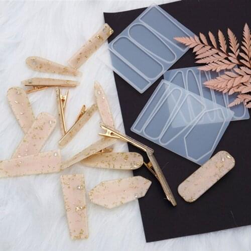 Resin Mold for Handmade Acrylic Resin Hair Barrettes Geometric Shape Alligator Hair Clips UV Epoxy Resin Mold Jewelry Tools