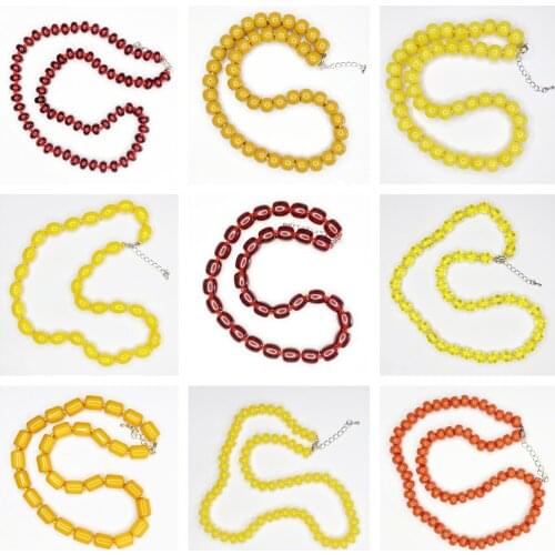 Handmade Mix-Shape Bodhi Beads Strand Necklace Resin Ambers Prayer Short Chain Choker Faux Beeswax Jewelry Buddhist String B492