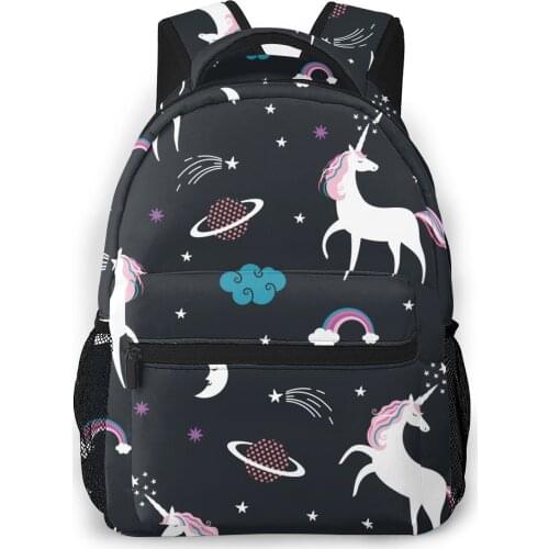 2021 OLN Backpack Women Shoulder Bag Unicorns And Space Fashion School Bag For Teenage Girl Backpacks Travel Bag
