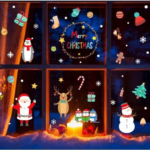 Merry Christmas home decor wall sticker window sticker snowflake Santa window stickers Christmas wall stickers for kids rooms
