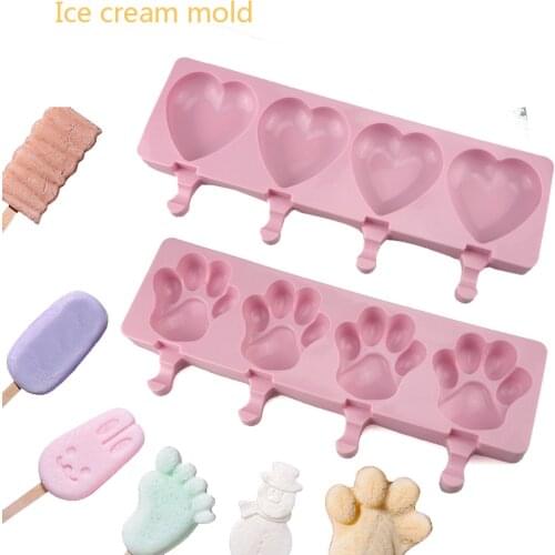 4 Cell Heart Silicone Ice Cream Mold 15 Shape Popsicle Moulds DIY Homemade Dessert Freezer Fruit Juice Ice Cream Maker