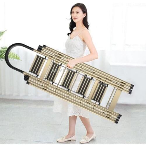 Ladder Household Folding Indoor Multifunctional Clothes Hanger Dual Purpose Herringbone Ladder Thickening Aluminum Allo