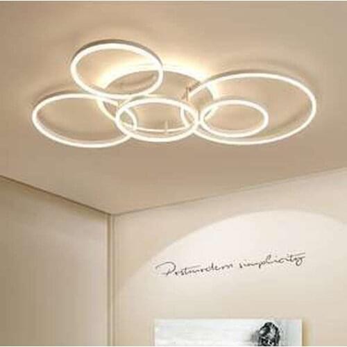 Remote Controller 2/3/5/6 Circle Rings Modern led Chandelier For living Room Bedroom Study Room White/Brown Color Chandelier