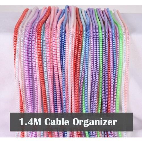 2pcs Pearl Color Spiral USB Charger Cable Cord Protector Desk Set Wire Data Line Holder Stationary Line Fixer Winder Wrap Cord