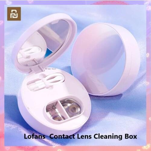 Xiaomi Lofans Ultrasonic Vibration Contact Lens Cleaning Box Strong One-key Control Mini Glasses Cleaner Built-in Makeup Mirror