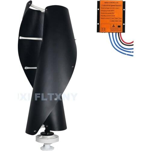1.3m blades height Black and pure white wind turbine 600W 12V24V48V with mppt controller for home electricity