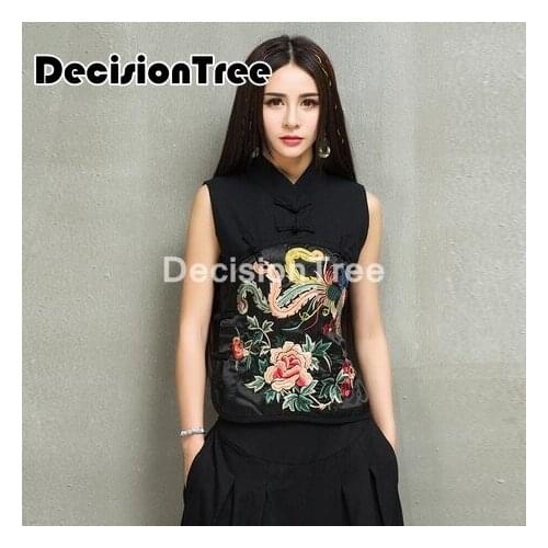 2021 embroidery qipao vest vintage chinese elegant chinese vests sleeveless vests qipao coat button ladies chinese tops outwear