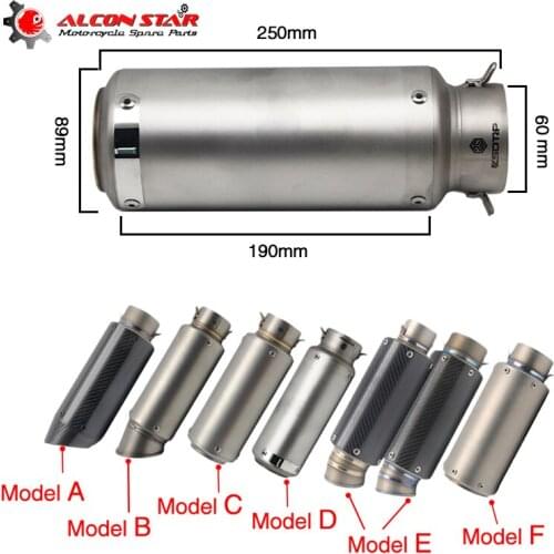 Alconstar- 51mm/60mm Motorcycle Exhaust Muffler Carbon Fiber Motocross Off Road Exhaust Pipe NINJA CRF 230 MT07 TMAX530 XMAX CBR