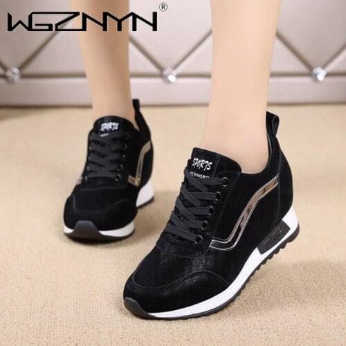 Hot Sales High Heel Shoes Women Platform Sneakers Ladies Shoes Comfortable Outdoor Walking Solid Casual Sport Shoes Basket Femme