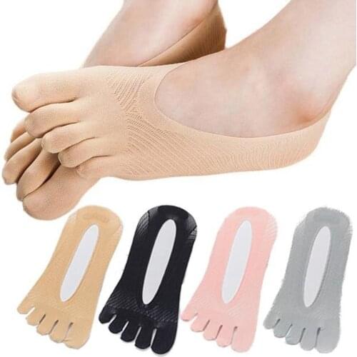 Women Five Toes Socks Breathable Velvet Ultrathin Five-finger Invisible Anti-skid Anti-friction Boat Sock Ankle Socks Summer