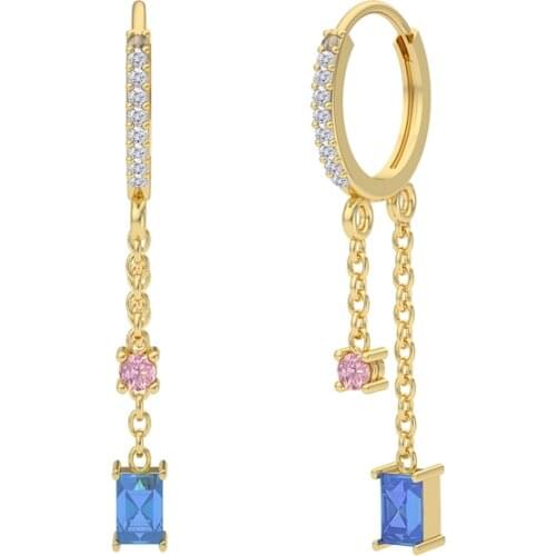 CANNER 2021 Trend Earrings Pendientes 925 Sterling Silver Earrings For Women Color Diamond Blue Zircon Summer Earrings Hoops