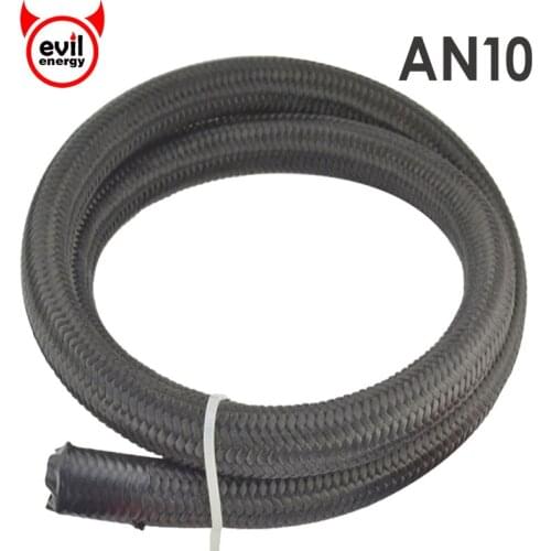 Evil energy Top Quality AN 10 Cotton Over Braided Fuel Oil Hose Pipe Tubing Light Weight Oil Hose Line Black Hose End