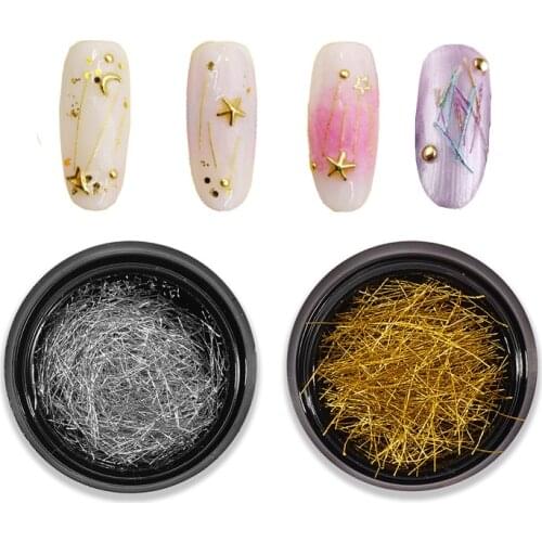 1 Box Metal Wires Nail Art Decorations Gold Silver Stripe Nail Supplies Shiny Nails Accessories Nial Jewelry DIY Nail Art Tools
