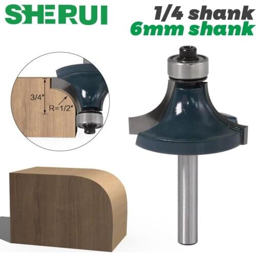 1pcs 6mm shank 1/4" shank Corner Round Over Router Bit with BearingMilling Cutter for Wood Woodwork Tungsten Carbide