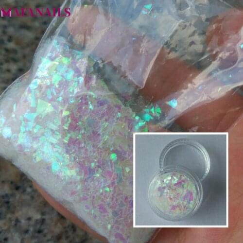 1Bag(-50grams) Iridescent Chameleon Glitter Flakes Dust 4 Colors Transparent Holographic UV Gel Polish Nail Art Glitter PLA01