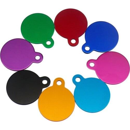 100Pcs 2Size Aluminum Engraved Dog Cat Pet Name Phone Number ID Tag Charm Personalized Pet ID Tag Circle Shap Double Side Custom