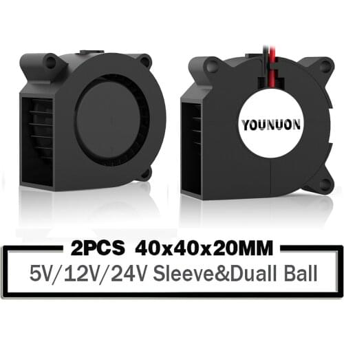 2 PCS DC 5V 12V 24V 40mmx20mm 40mm Brushless Dual Ball Bearing Blower Fan 40x20mm 4cm Mini 3D Printer Turbo Blower Cooling Fan