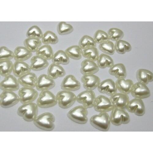 2000 Ivory Heart Half Pearl Bead 4mm Flat Back Scrapbook Craft
