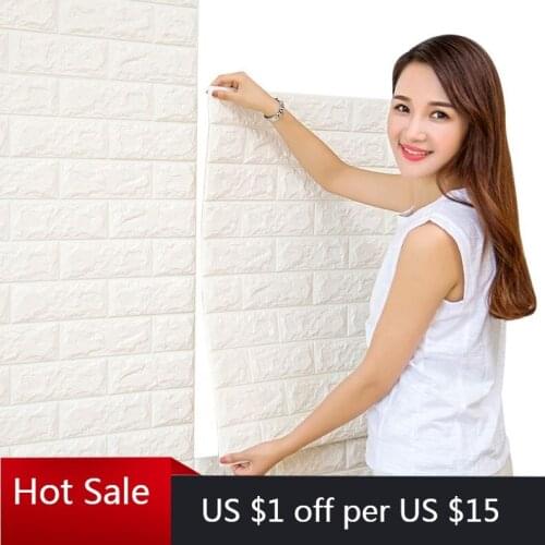 70*77 3D Brick Wall Stickers DIY Self Adhensive Decor Foam Waterproof Wall Covering Wallpaper For TV Background Kids Living Room