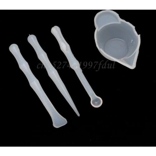 4Pcs Silicone Mixing Cups Stirrers Spoon Scraper DIY Resin Jewelry Tools Kit