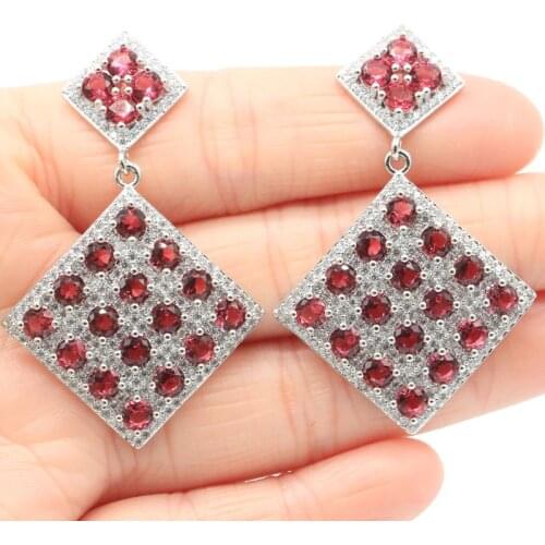 51x32mm Big European Design Jewelry Set 13g Created Rhodolite Garnet Green Peridot CZ For Women Silver Earrings Pendant