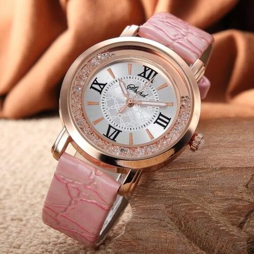 Ladies Flowing Rhinestones Female Electronic Watch Fashion Female Student Leather Strap Female Casual Quartz Watch Female Watch