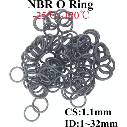 50pcs Black O Ring Gasket CS 1.1mm ID 1mm ~ 32mm NBR Automobile Nitrile Rubber Round O Type Corrosion Oil Resistant Seal Washer