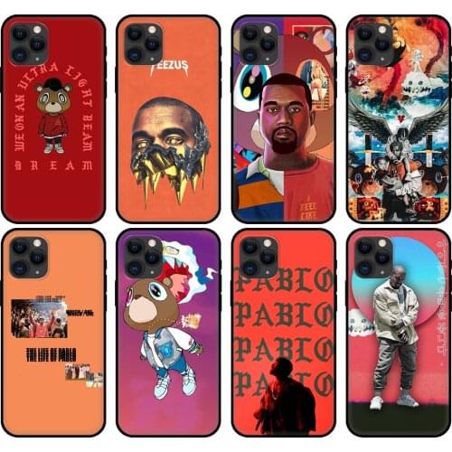 Black tpu case for iphone 5 5s se 6 6s 7 8 plus x 10 cover for iphone XR XS 11 pro MAX case Kanye West