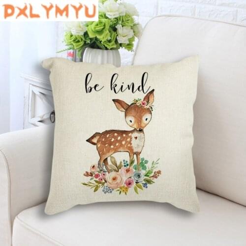 Deer Fox Bear Rabbit Owl Raccoon Printed Throw Pillow Case Cushion Cover Square Pillowcase Nordic Pillow for Sofa Office Chair